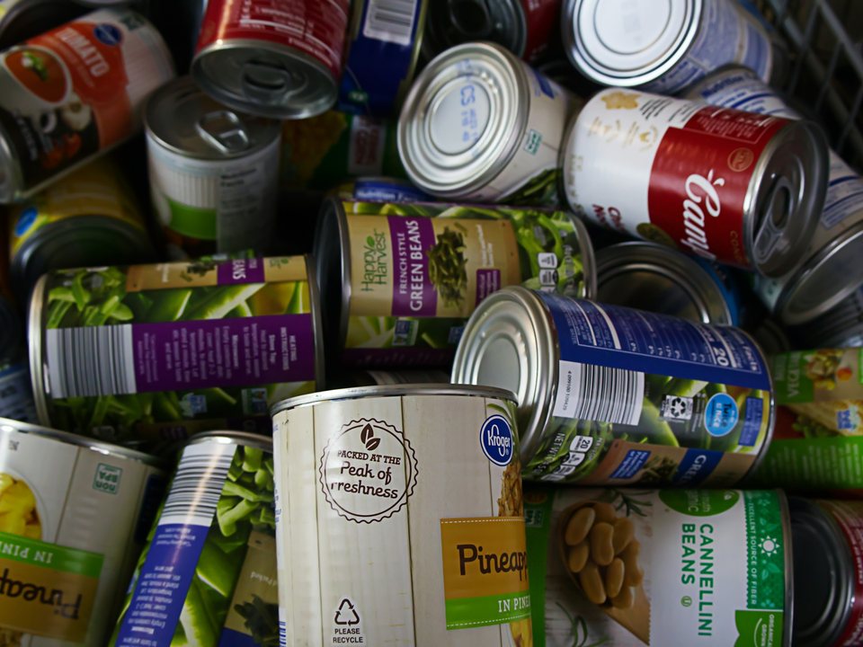 Tinned food donations collected for the food bank